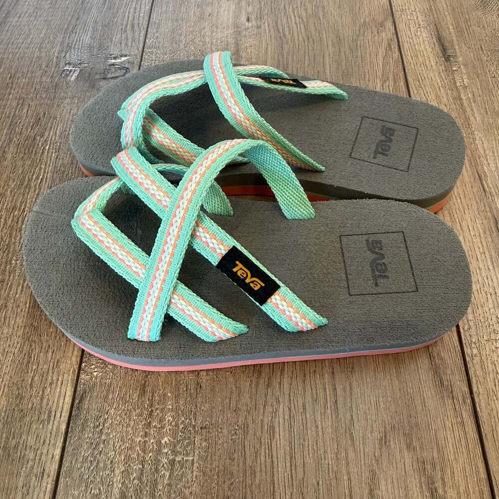 Teva Kids' Olowahu Strappy Flip Flop Sandals in Waterfall Mint Multi